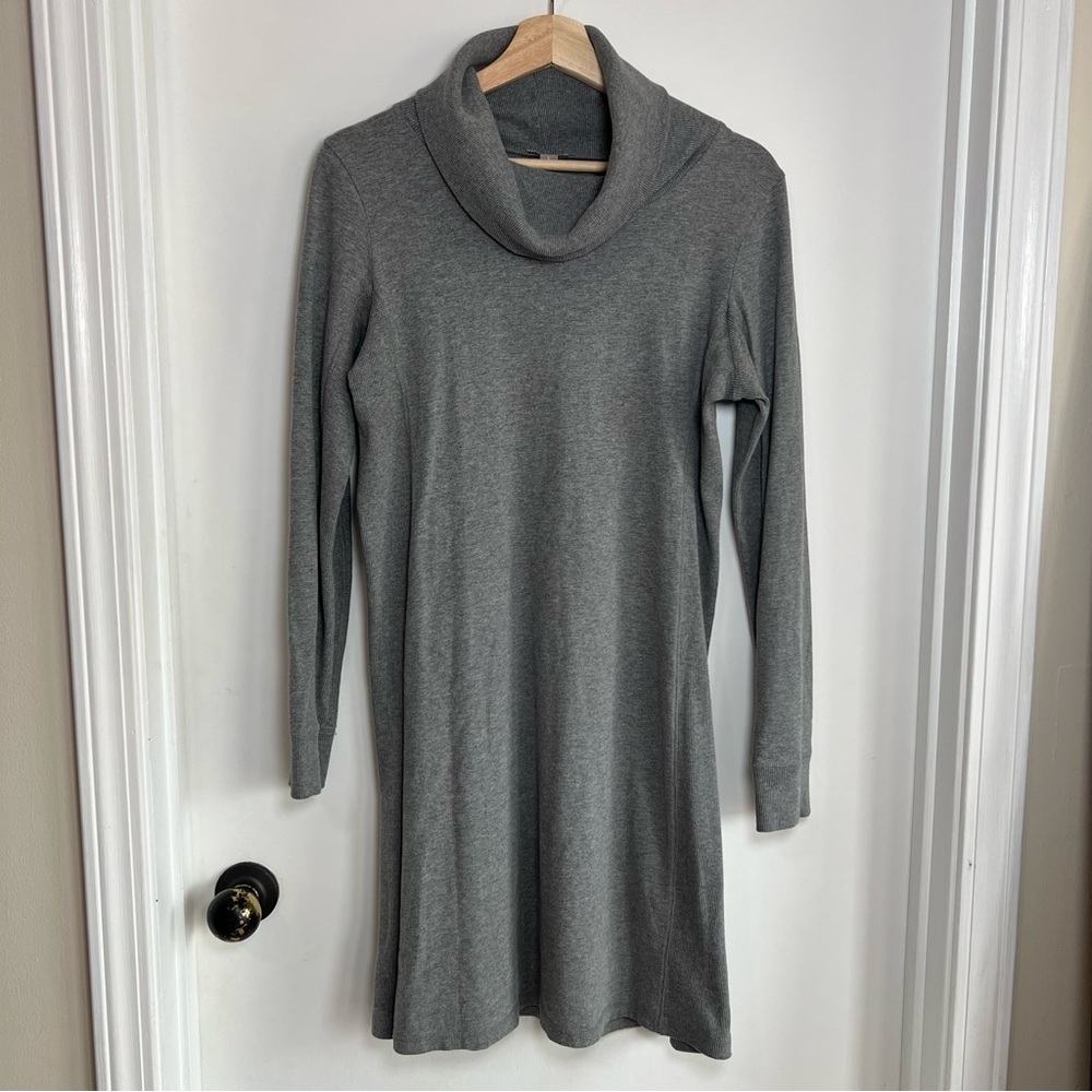 J. Jill Grey Cowl Neck‎ Cotton Sweater Dress Long Sleeve, Size Small